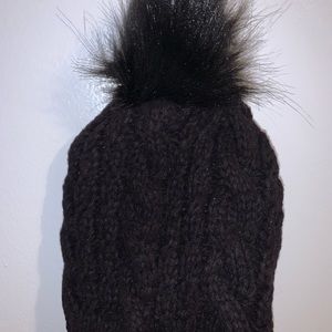 Black fur beanie